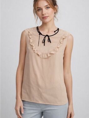 MIU MIU Ruffled Tie Front Sleeveless Blouse